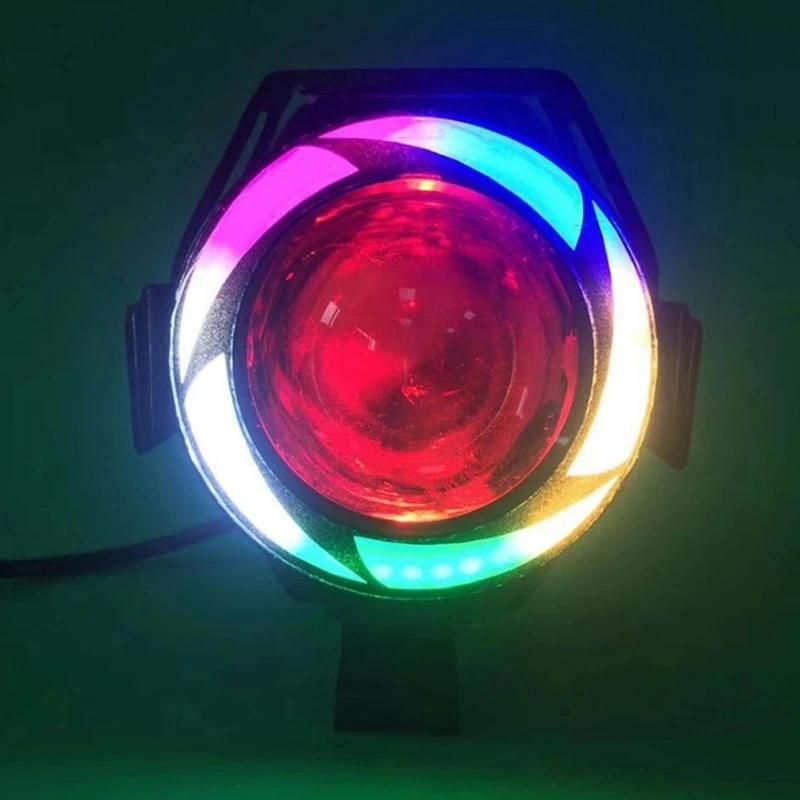 U7 RGB Motorcycle LED Headlights 12V 125W Motorbike Lamp Spotlight Motor Bicycle Fog Light 5color Moto Auxiliary Head Lamp