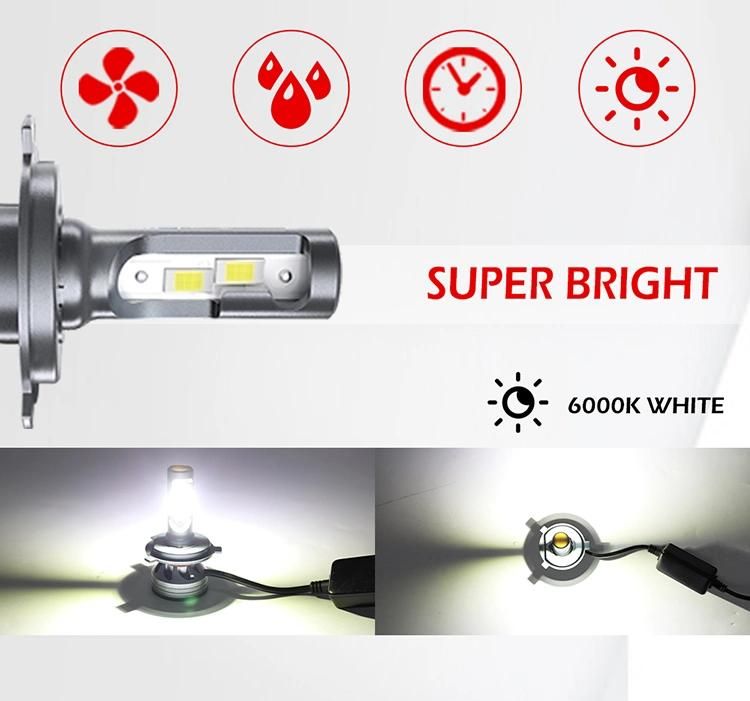 IP68 Canbus Erro H4 H7 F18 Car LED Headlight Bulbs Hb3 H1 9005 9006 24V Super Bright Turbo 16000lm 12V H7 LED Headlight H11