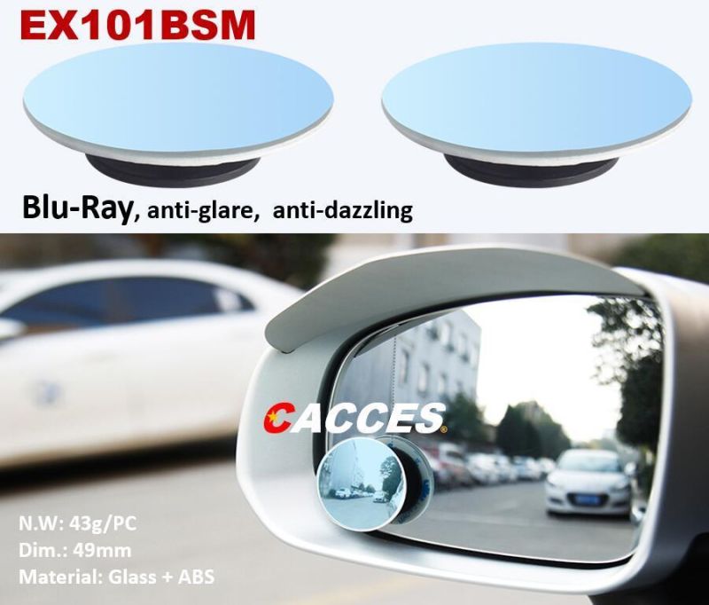 Anti-Glare Blind Spot Mirrors for Cars, Blue-Tinted Design Waterproof 360 Degree Rotatable HD Convex Rear View Mirror Frameless for Universal Car Safety-2 Pack