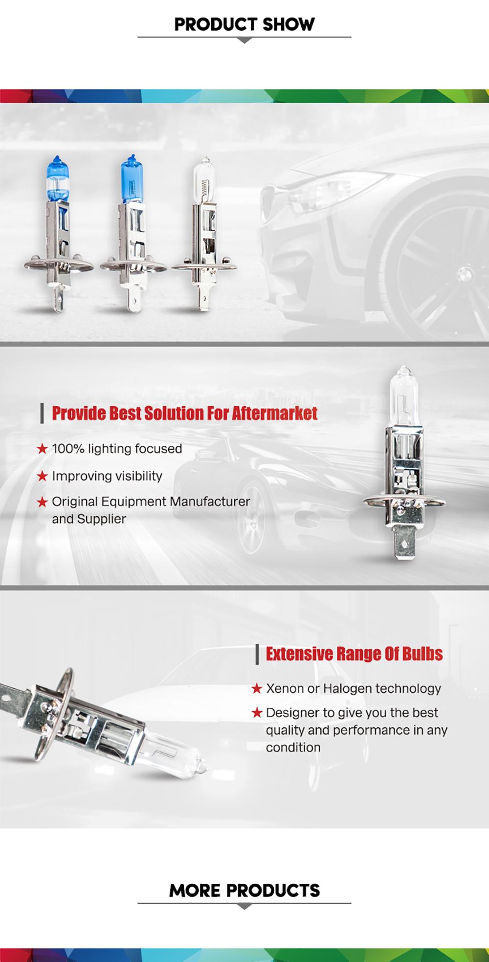 Auto Headlight H1 12V 100W Clear Halogen Bulb Warm White