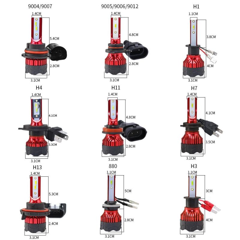 IP68 High Power Super Bright 16000 Lumen Headlight Bulbs CREE COB Fanless K5 S1 S2 C6 S9 H11 9005 H4 H7 Car Auto LED Headlight