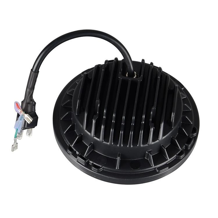 Black 7inch Round LED Headlight for Jeep Wrangler off Road 4X4 Motorcycle High Low Beam Light Halo Angle Eyes Blue DRL Headlamp