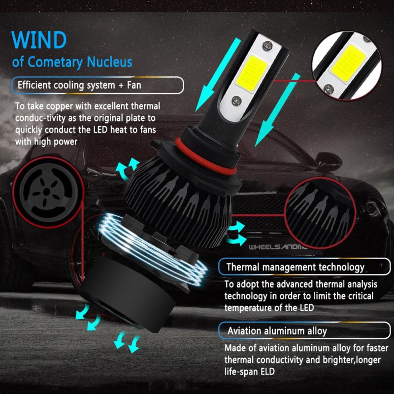 1PCS COB 9006 9005 H1 H11 H4 9004 H7 Hb4 C6 72W 8000lm LED Car Headlight Kit Turbo Light Bulbs 6000K Black