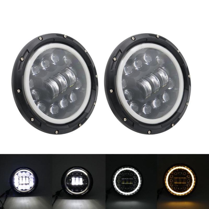 7 Inch 60W Round LED Headlight with Halo DRL Turn Signal for Jeep Wrangler Harley Davison Motorcycle