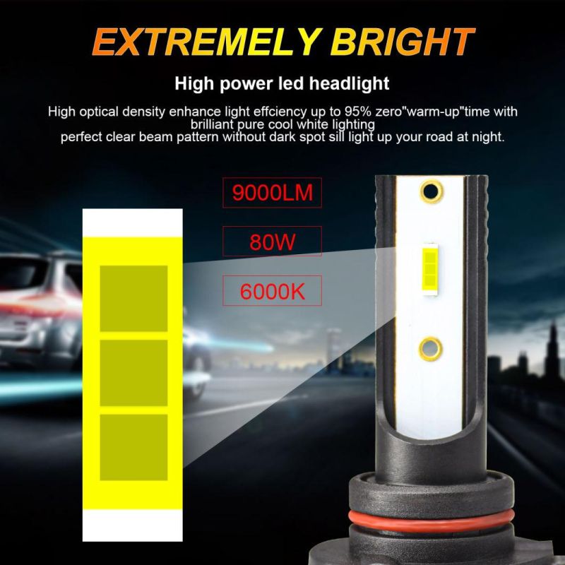 Cheapest LED Car Headlight 80W 12000lm 9-32V Csp Chip 6000K H1 H7 H4 9005 High Bright Low Beam Lights Auto Light Bulb 9006 Headlights