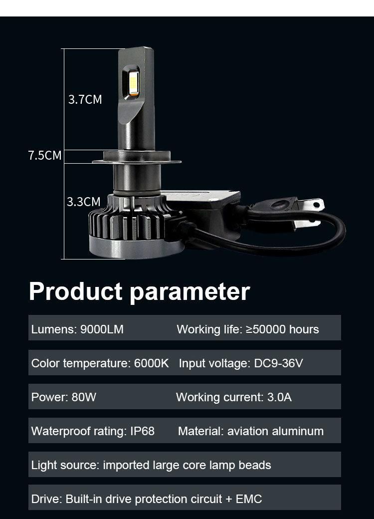 High Power G50 F2 LED Headlight 48W 6600lm Csp Chip LED H3 LED Car Light 6500K