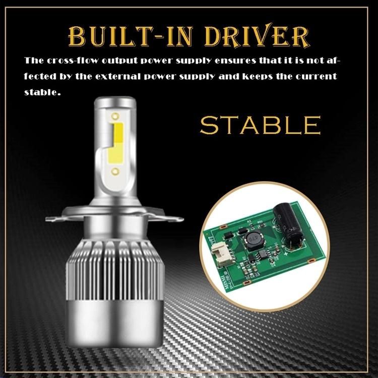 C6 COB 6000K H1 H7 H11 H3 H4 Double Color LED Headlight Yellow and White Double Light Auto Car Headlight Bulbs