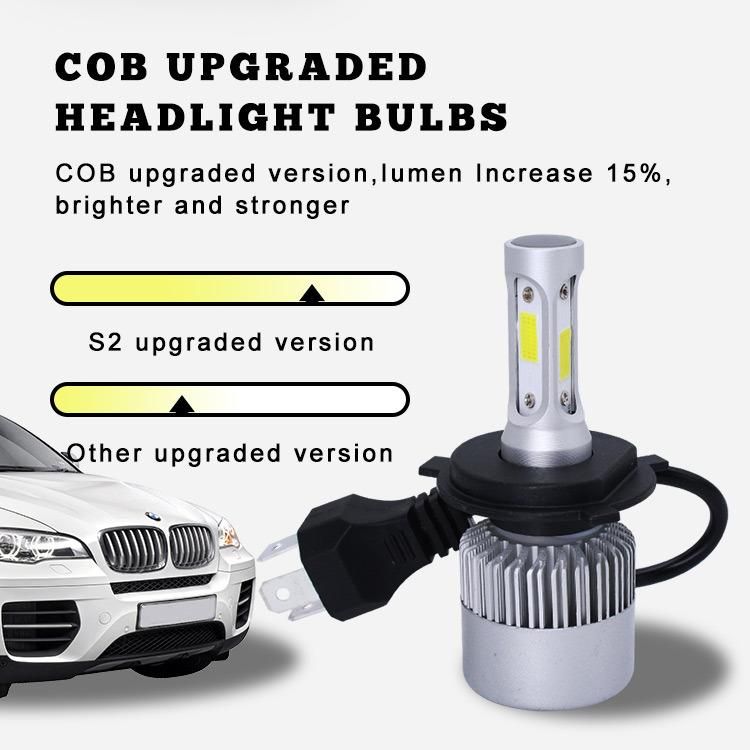 Auto Lighting Wholesale Three Side Head Lamp COB 72W 8000 Lumens 6500K Conversion Kit S2 Car LED Headlight Bulb