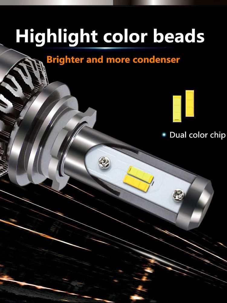 Auto Parts LED Waterproof IP65 30W 6000lm 6500K 2300K S5 Dual Color LED Headlight H7