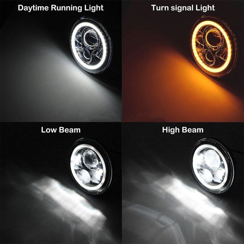 7" Inch Motorcycle Lighting System LED Headlight H4 LED Lamp H13 Black Projector LED Light Bulb Headlight for Motorcycle