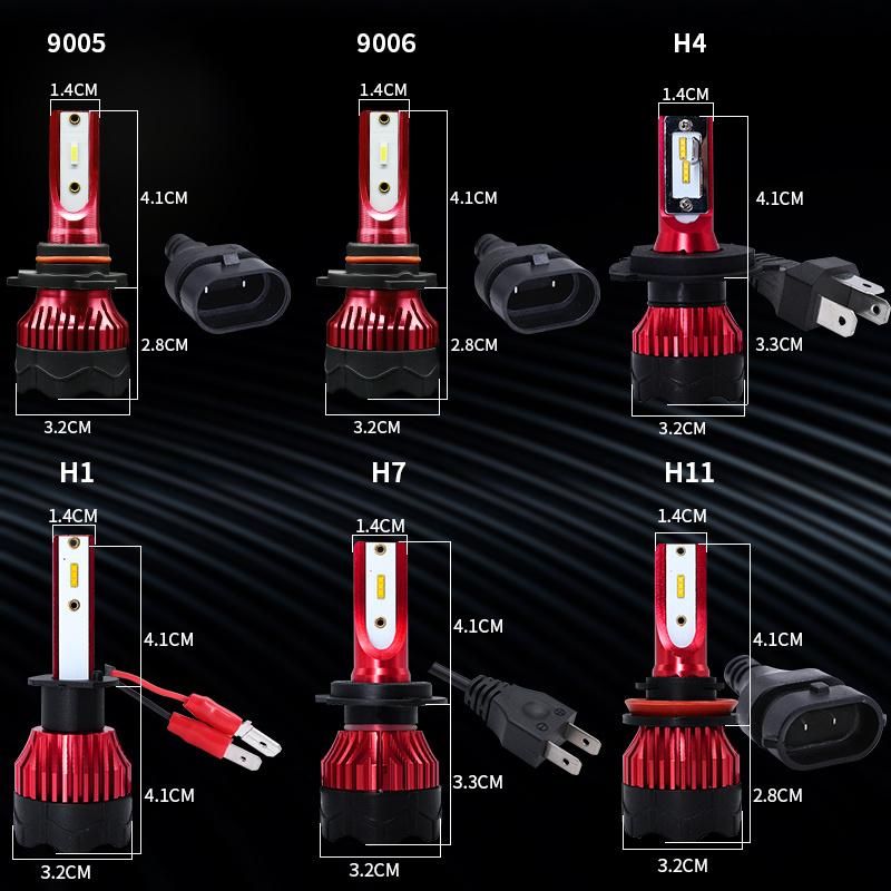 Three Color Car LED 9006 880 9007 LED Car Headlight 80W 9000lm 4300K 6000K Csp Chips H7 LED Headlight with Fan