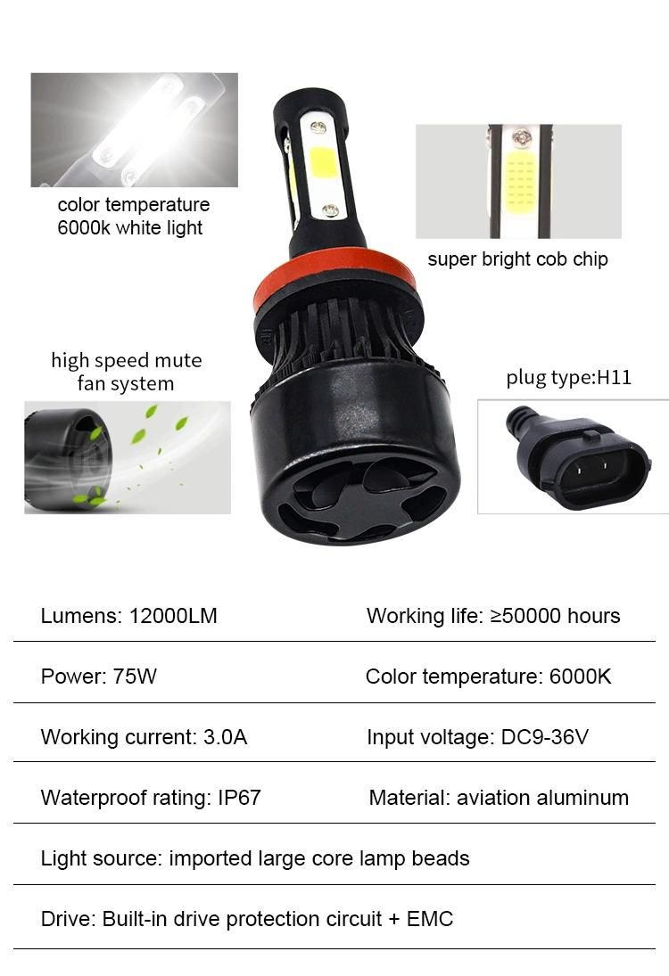 LED X7 4 Side Car Headlight Highlight Spotlight Multifunction Car Lights 50 W 3800lm COB Chip H1 H7 H4 9007 Car LED Light Bulbs