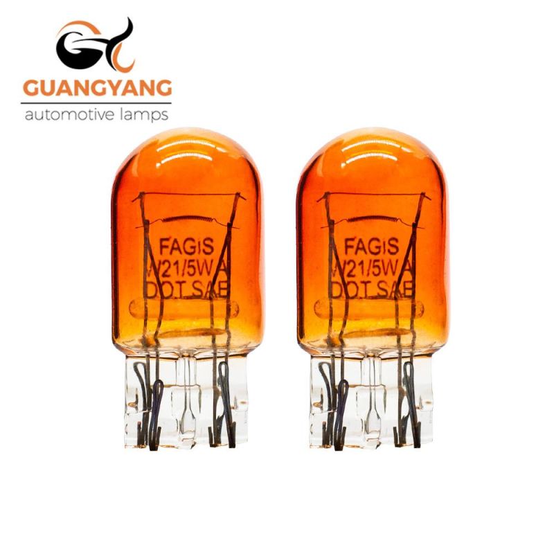 Amber T20 7443 12V 21/5W Halogen Lamps Wy21/5W Auto Parking Bulbs