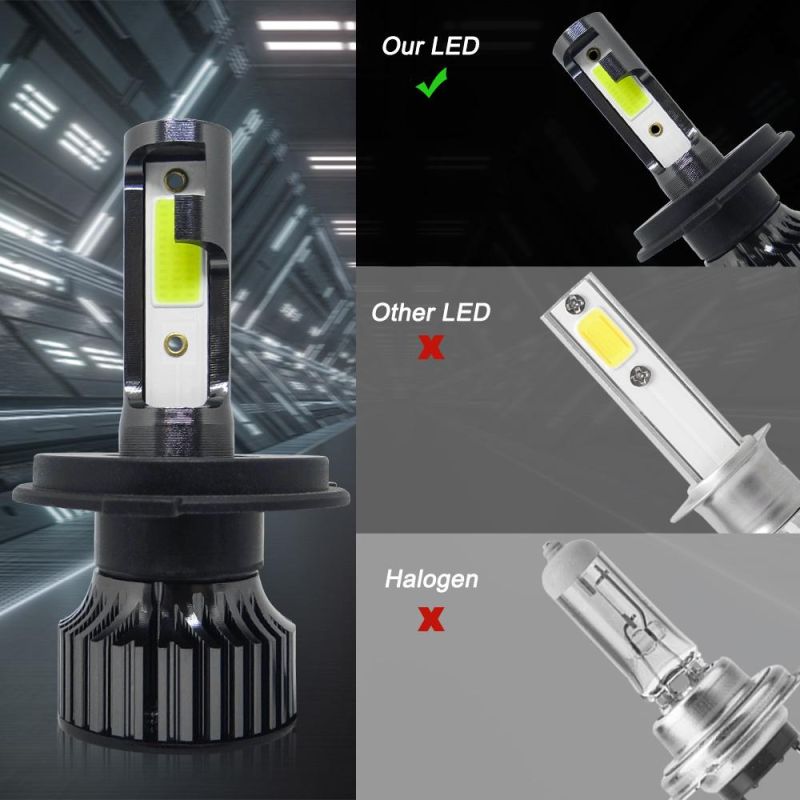 Powerful Super Bright LED LED Headlight H4 Auto Lamp Car Automobiles LED Head Lamp 12V 24V 6000K White Light