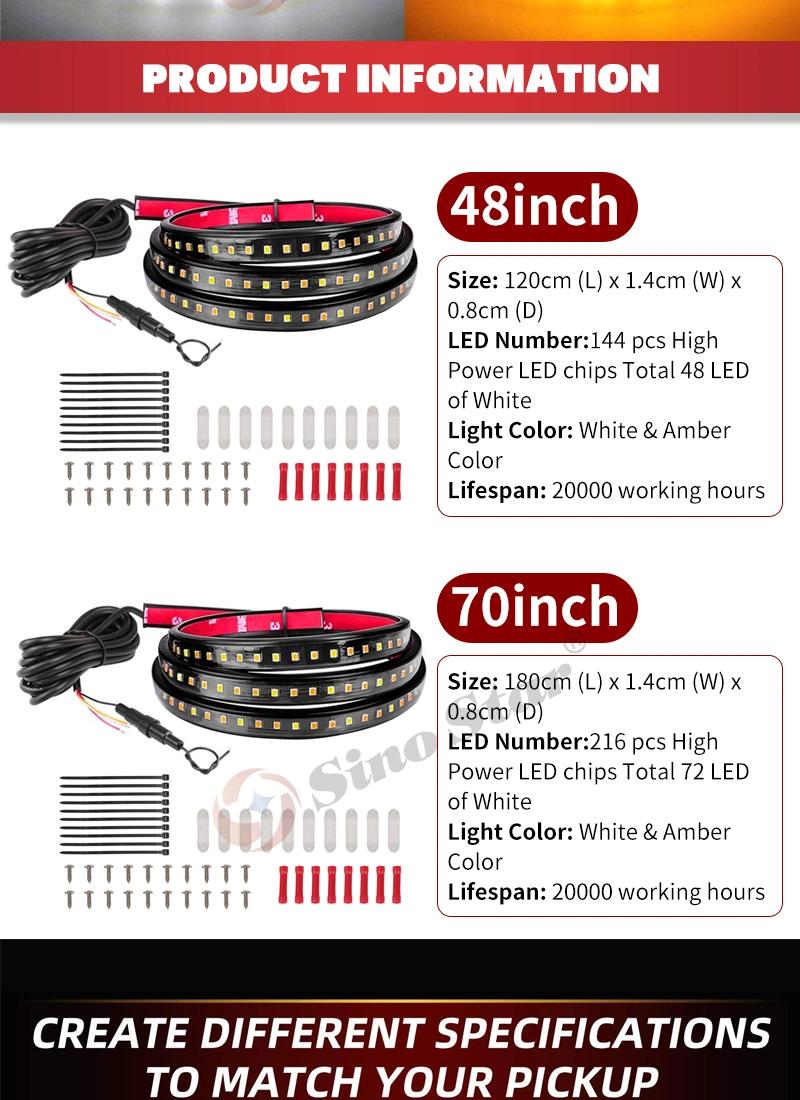 Sw71517020 2PCS 70" LED Running Board Lights Amber Turn Signal Lights Side Maker Lighting Bar Strips for Truck Pickup SUV Van