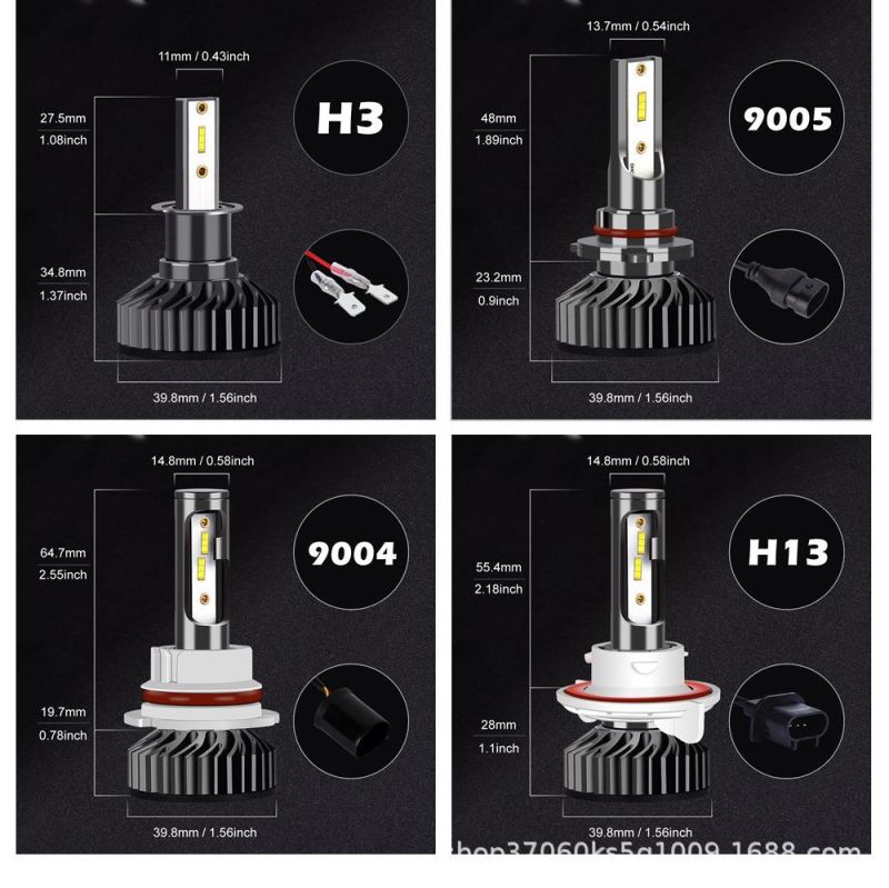 Manufacture Factory F2 Csp LED Headlight H1 H3 H4 H7 H8 H9 H11 9005 9006 12V 24 Vanti-Interference Driver 3000K 4300K 5000K 6500K 8000K 12000K