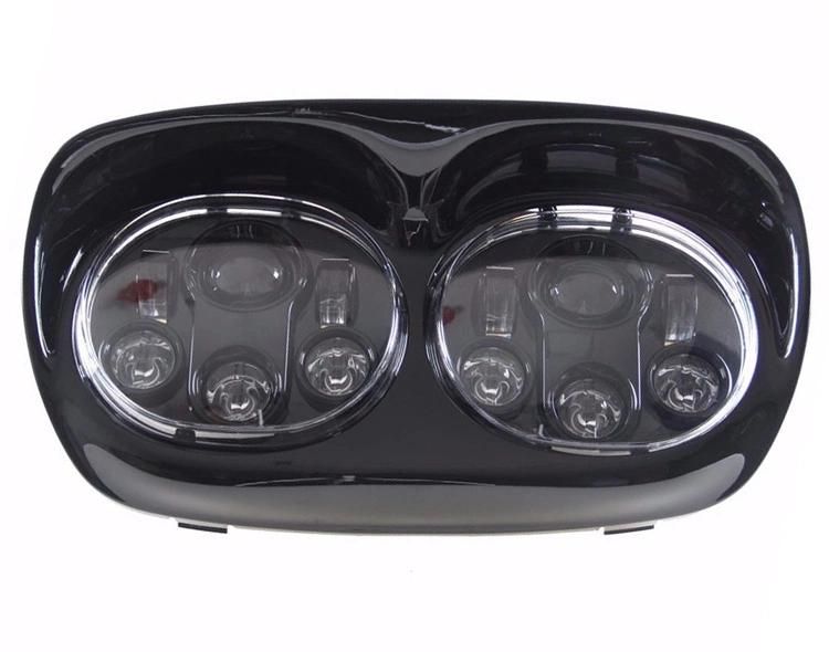 Double 5.75" 5-3/4" LED Headlight for Harley Motorcycle Black Motorcycle Projector 45W LED Lamp Headlight